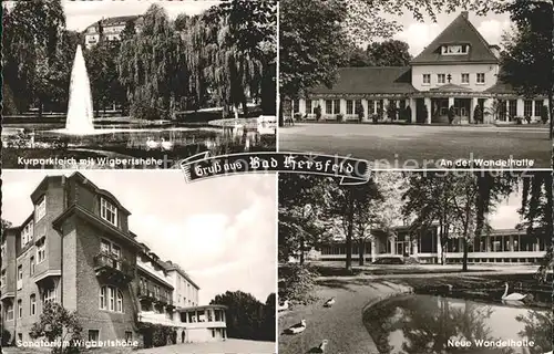 Bad Hersfeld Kurparkteich Wigbertshoehe Wandelhalle Sanatorium Wigbertshoehe Neue Wandelhalle Kat. Bad Hersfeld