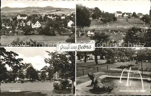 Bebra Blick zum Alheimer Stadtbad Angerplatz Biberbrunnen am Anger Kat. Bebra