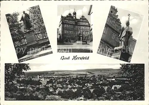 Bad Hersfeld Linggdenkmal Rathaus Lullusbrunnen Gesamtansicht Kat. Bad Hersfeld