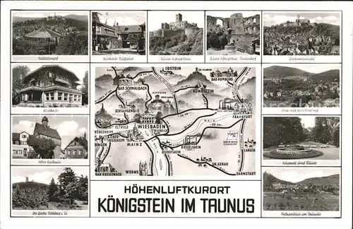 Koenigstein Taunus Hildatempel Kurhaus Park Rathaus Falkenstein Grosse Feldberg Landkarte Kat. Koenigstein im Taunus