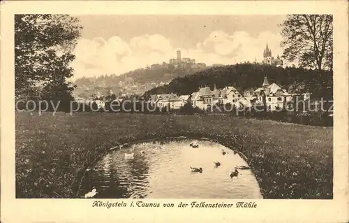 Koenigstein Taunus von der Falkensteiner Muehle Schwanenteich Kat. Koenigstein im Taunus