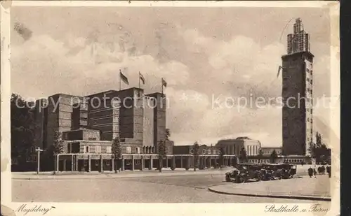 Magdeburg Stadthalle und Turm Kat. Magdeburg