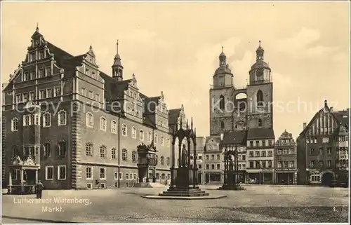 Wittenberg Lutherstadt Markt Brunnen Rathaus Stadtkirche Kat. Wittenberg