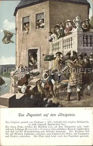 Koenigstein Saechsische Schweiz Das Pagenbett auf dem Koenigstein Festung Gemaelde Kat. Koenigstein Saechsische Schweiz