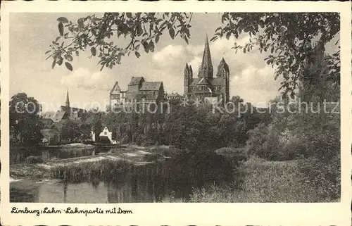 Limburg Lahn Lahnpartie mit Dom Kat. Limburg a.d. Lahn