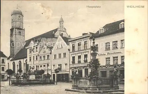 Weilheim Oberbayern Hauptplatz Kirche Brunnen Kat. Weilheim i.OB