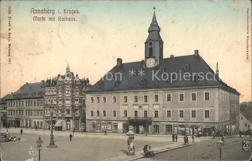 Annaberg Buchholz Erzgebirge Markt mit Rathaus Kat. Annaberg