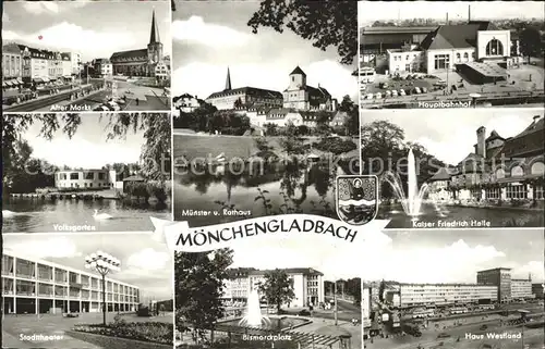 Moenchengladbach Hauptbahnhof Muenster und Rathaus Volksgarten  Kat. Moenchengladbach