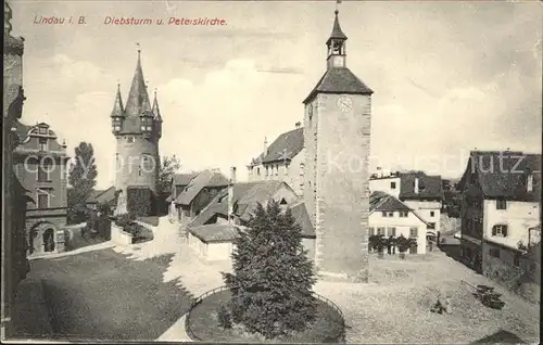 Lindau Bodensee Diebsturm und Peterskirche Kat. Lindau (Bodensee)