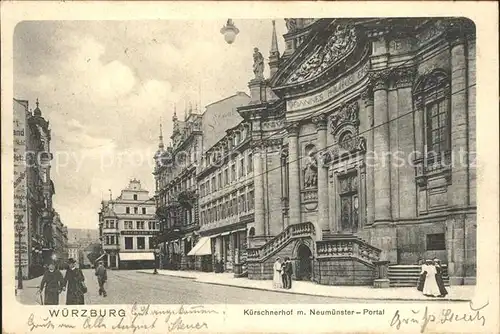 Wuerzburg Kuerschnerhof mit Neumuenster Portal Kat. Wuerzburg