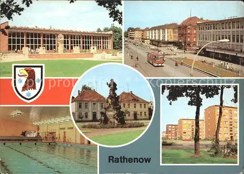 Rathenow Volksschwimmhalle Wilhelm Pieck Str Denkmal des Kurfuersten Bruno Baum Ring Kat. Rathenow