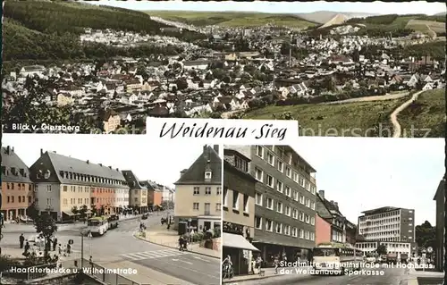 Weidenau Sieg Blick vom Giersberg Wilhelmstrasse Haardterbruecke Kat. Siegen