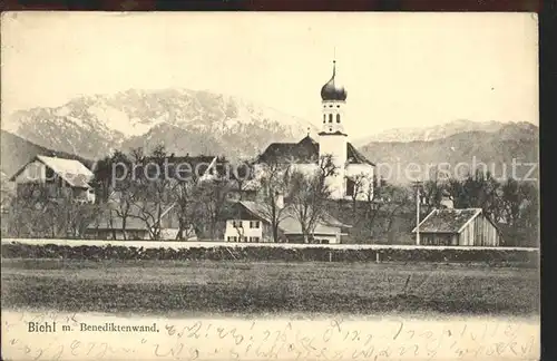 Bichl Bad Toelz Kirchenpartie mit Benediktenwand Kat. Bichl