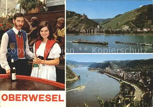 Oberwesel Rhein Trachten Panorama Binnenschifffahrt / Oberwesel /Rhein-Hunsrueck-Kreis LKR