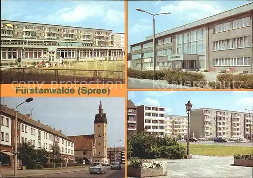 Fuerstenwalde Spree Kinderkrippe Kindergarten Schwimmhalle Rathaus Strasse der Jugend Wohnblocks Kat. Fuerstenwalde