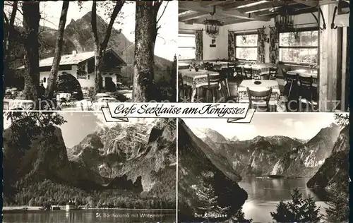 Koenigsee Berchtesgaden Cafe Seeklause Gaststube St Bartholomae mit Watzmann Kat. Berchtesgaden