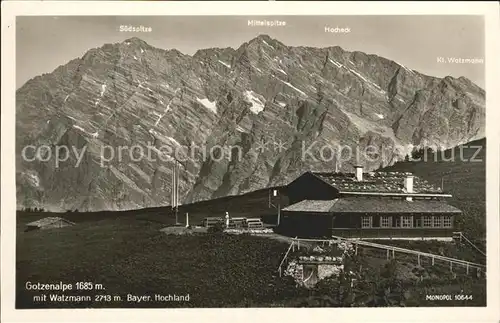 Berchtesgaden Goetzenalpe mit Watzann Kat. Berchtesgaden