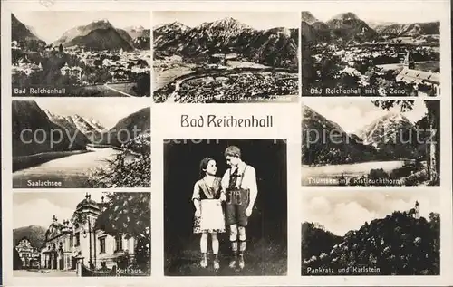 Bad Reichenhall Total mit Stadion Zwiesel und Zeno Saalachsee Thumsee Kurhaus Trachtenkinder Pankratz Karlstein Kat. Bad Reichenhall