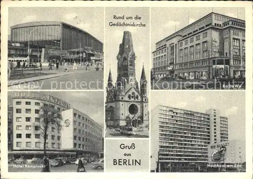 Berlin Bahnhof Zoo Hotel Kempinski Gedaechtniskirche  Kat. Berlin