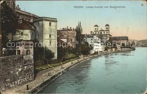 Passau Linkes Innufer mit Studienkirche Kat. Passau