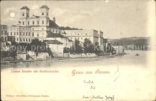 Passau Linkes Innufer mit Studienkirche Kat. Passau