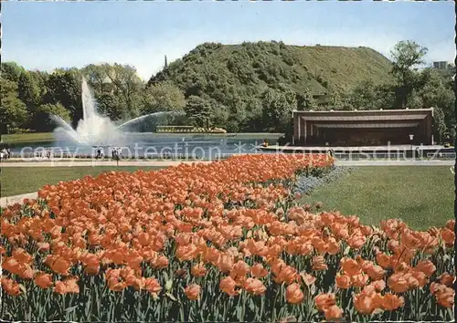 Dortmund Bundesgartenschau Wasserfahnen am Musikpavillon im Buschmuehlenteich Kat. Dortmund