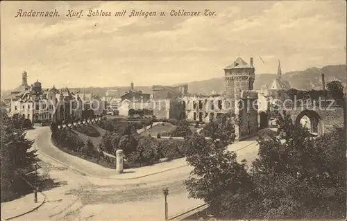 Andernach Kurfuerstl Schloss mit Anlagen und Coblenzer Tor Kat. Andernach