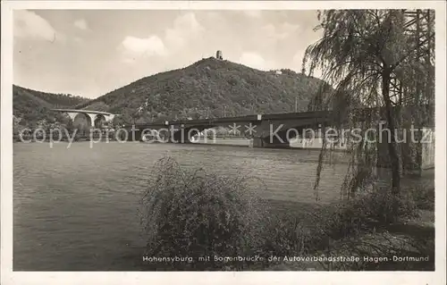 Hohensyburg mit Bogenbruecke der Autoverbandsstr Hagen Dortmund Kat. Dortmund