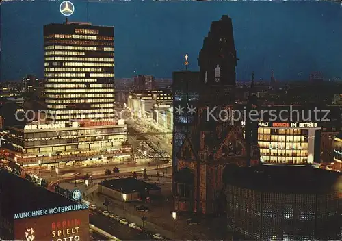 Berlin Europa Center und Gedaechtniskirche bei Nacht Kat. Berlin