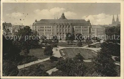 Liegnitz Legnica Hindenburgplatz mit Lyzeum Kat. Niederschlesien