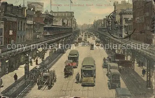 New York City Bowary an Elevated Road Strassenbahn / New York /