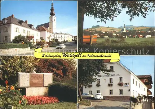 Waldzell Oberoesterreich Panorama mit Hausruck Gaststaette Gedenkstein Kirche Kat. Waldzell