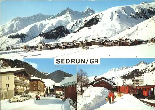 Sedrun mit Crispalt Piz Culmatsch Piz Nair Dorfpartie Wintersportplatz Kat. Sedrun