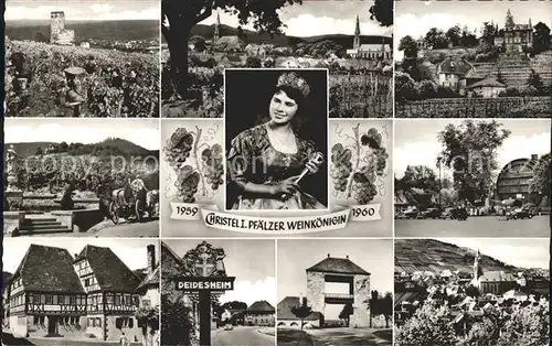 Deidesheim Burg Panorama Teilansichten Weinkoenigin Deidesheimer Fass Ortsschild Tor Kat. Deidesheim