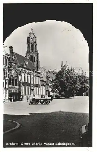 Arnhem Grote Markt vanuit Sabelspoort Kat. Arnhem