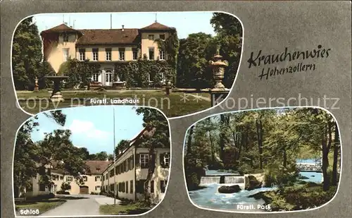 Krauchenwies Fuerstliches Landhaus Schloss Park Wasserfall Kat. Krauchenwies