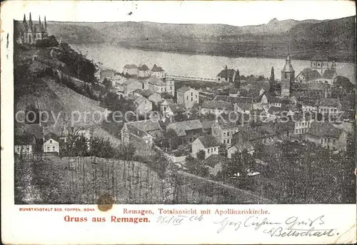 Remagen Totalansicht mit Apollinariskirche Bahnpost Kat. Remagen