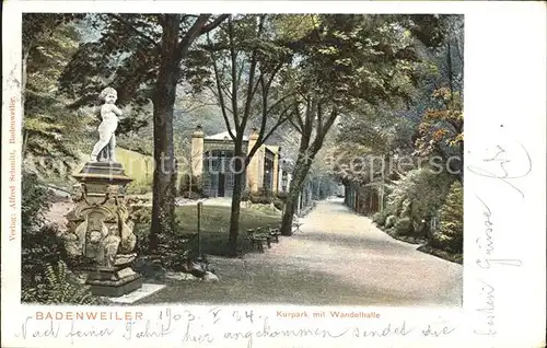 Badenweiler Kurpark mit Wandelhalle Skulptur Kat. Badenweiler