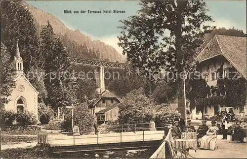 Hoellsteig Blick von der Terrasse Hotel Sternen Hoellentalbahn Eisenbahnbruecke Kat. Hinterzarten