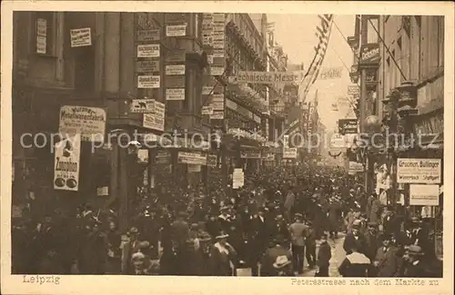 Leipzig Petersstrasse nach dem Markt zu Leipziger Messe Kupfertiefdruck Kat. Leipzig