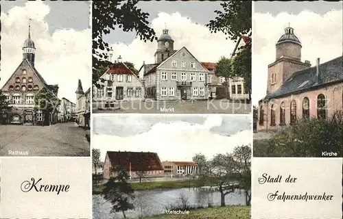 Krempe Holstein Rathaus Markt Kirche Schule Stadt der Fahnenschwenker Kat. Krempe