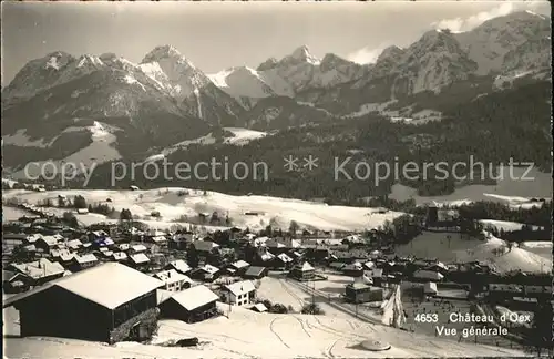 Chateau d Oex Vue generale et les Alpes Kat. Chateau d Oex