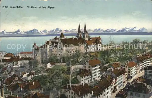 Neuchatel NE Chateau et les Alpes Schloss Alpen Kat. Neuchatel