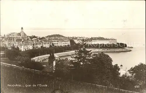 Neuchatel NE Panorama Quai de l Evole Kat. Neuchatel