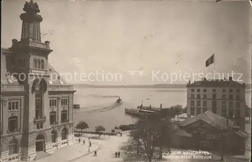 Neuchatel NE Poste et Hotel Bellevue Kat. Neuchatel