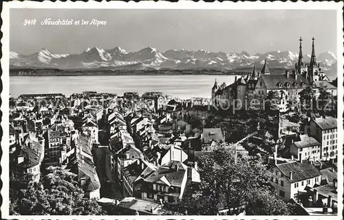 Neuchatel NE Chateau Lac et les Alpes Kat. Neuchatel