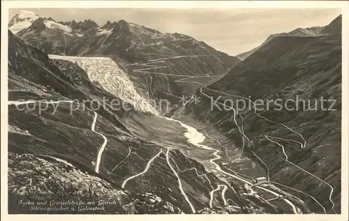 Furka Grimselstrasse Gletsch Rhonegletscher Galenstock Gebirgspass Kat. Furka