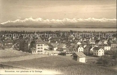 Colombier NE Vue generale College Lac de Neuchatel et les Alpes Kat. Colombier NE