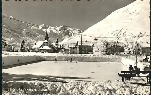 Andermatt Eisbahn Winterpanorama Alpen Kat. Andermatt