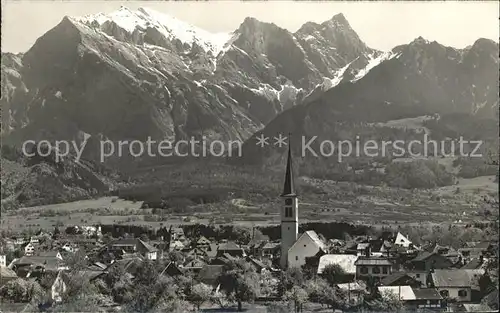 Bad Ragaz Gesamtansicht mit Falknis Raetikon Kat. Bad Ragaz